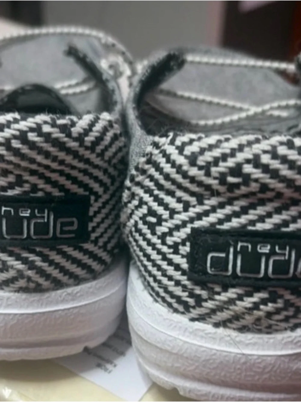 Hey Dude Gray Canvas Slip-Ons with Patterned Lining